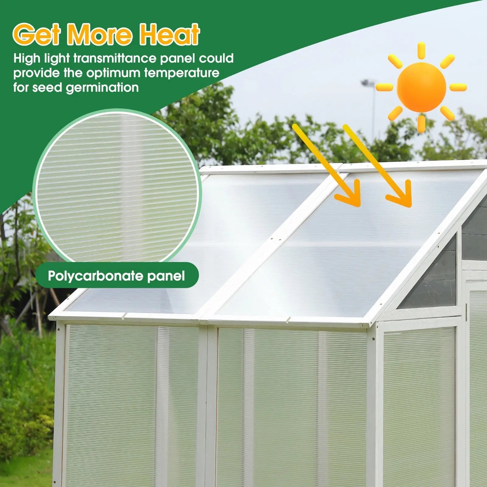 Garderion 76"x48"x86" Walk-In Polycarbonate Greenhouse Garderion