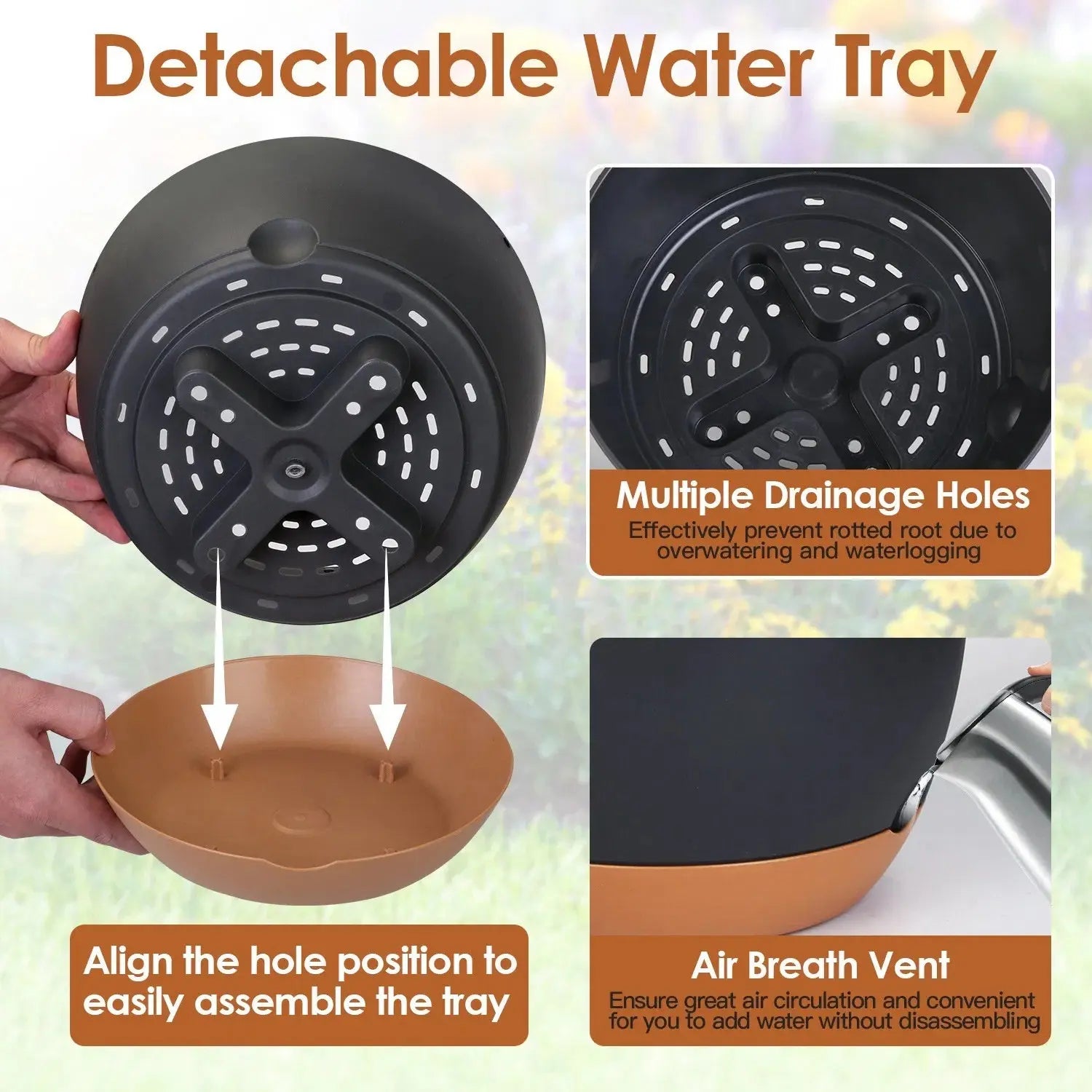 Garderion 4Pcs Self-Watering Hanging Planters with Drainage Garderion