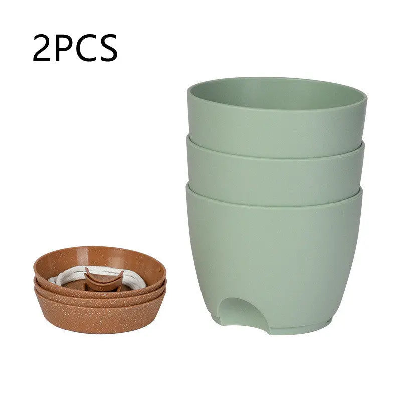 Garderion Round Plastic Planter – Self-Watering Indoor Pot Garderion