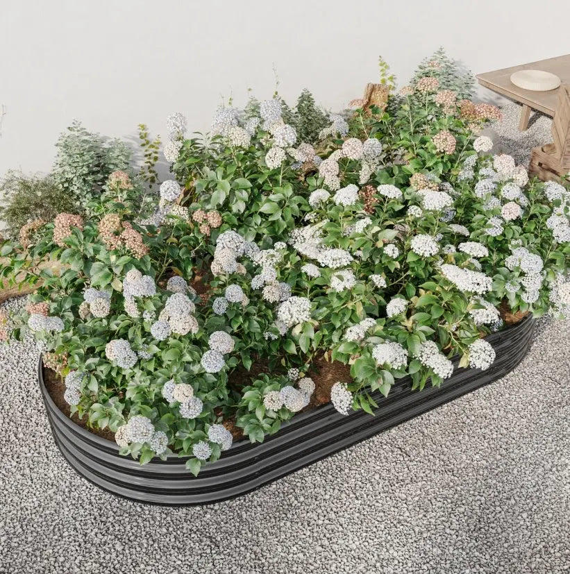 Garderion Oval Metal Elevated Garden Bed - Large Raised Planter for Vegetables & Flowers Garderion
