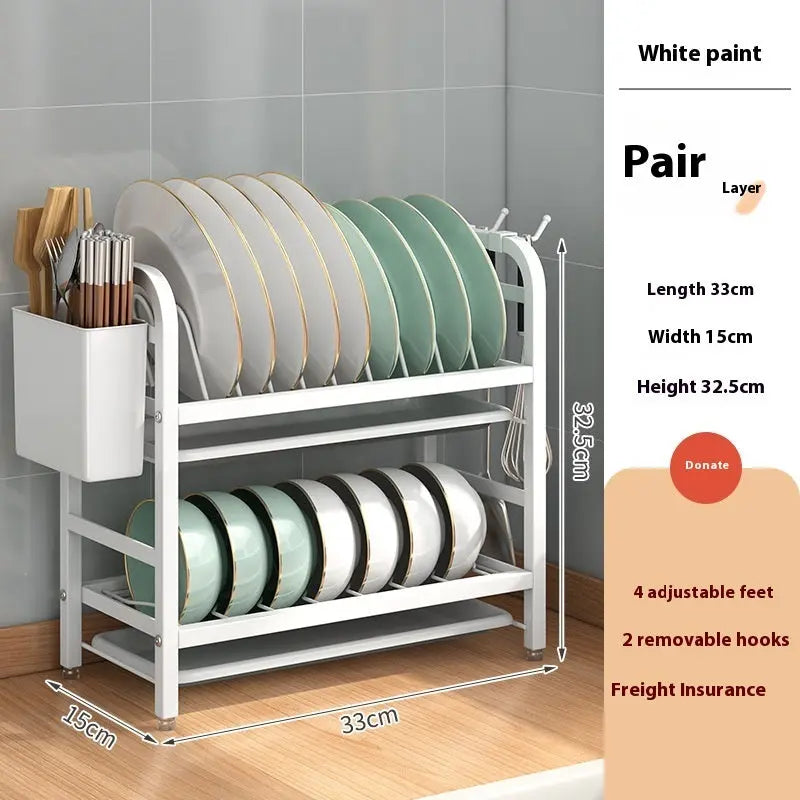 Garderion Kitchen Storage Rack – Double-Layer Dish Organizer Garderion