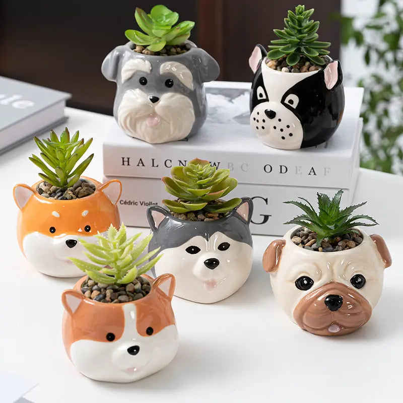 Garderion Ceramic Cartoon Animal Flowerpot – Cute Home Planter Garderion