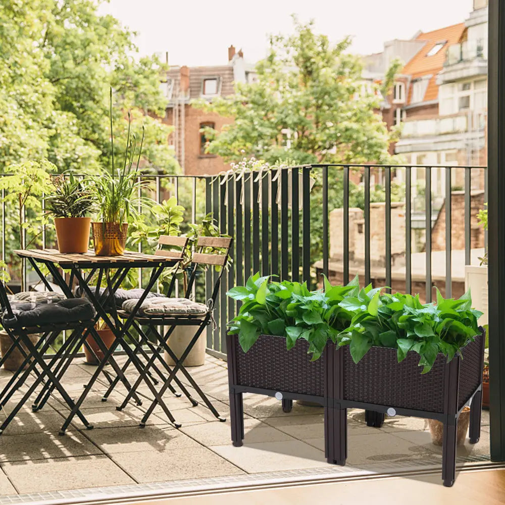 Garderion 2PCS Brown Free Splicing Rattan Planter Boxes Garderion