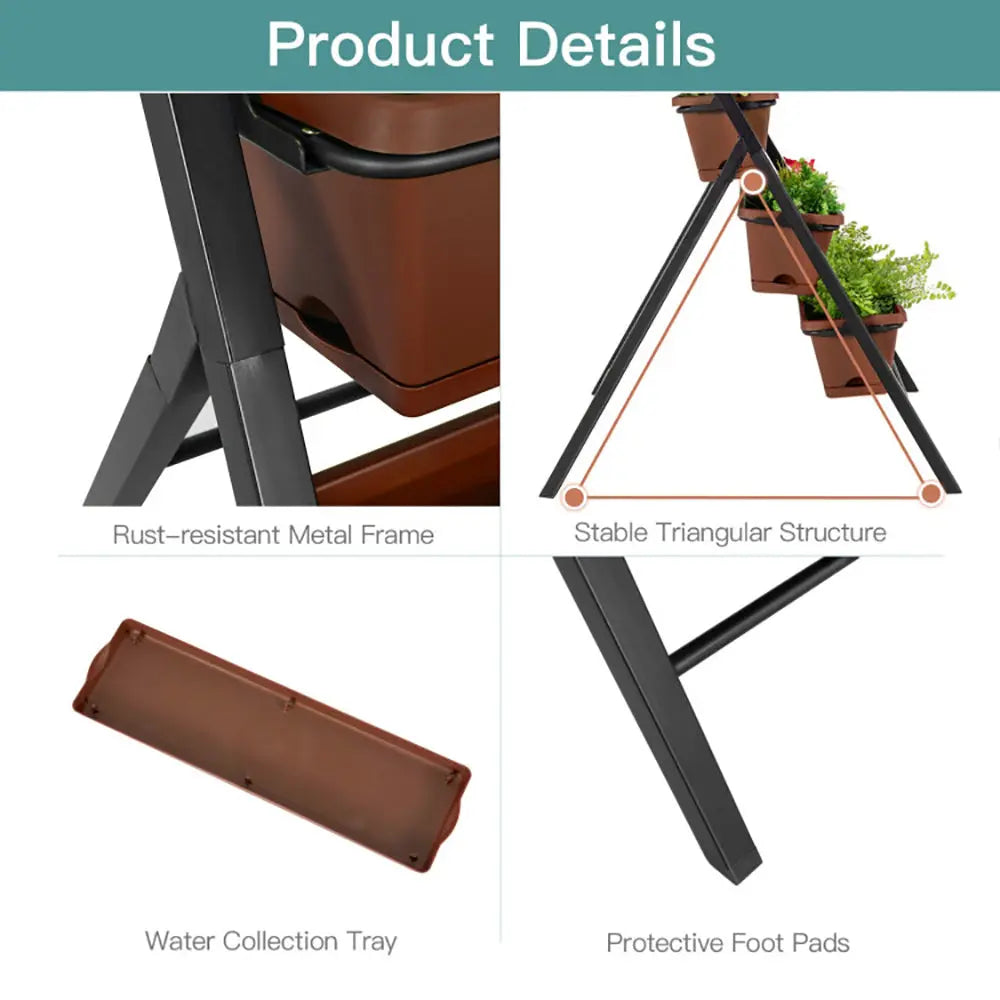 Garderion 5-Tier Vertical Garden Planter - Elevated Raised Bed with 5 Containers Garderion