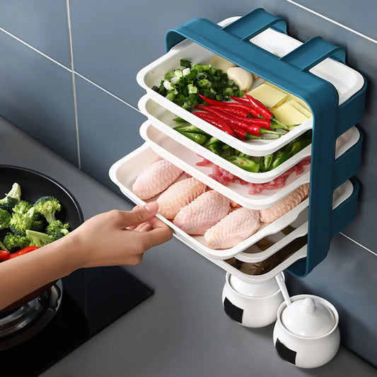 Garderion Wall-mounted Kitchen Shelf – 3/6 Layer Side Tray Organizer Garderion