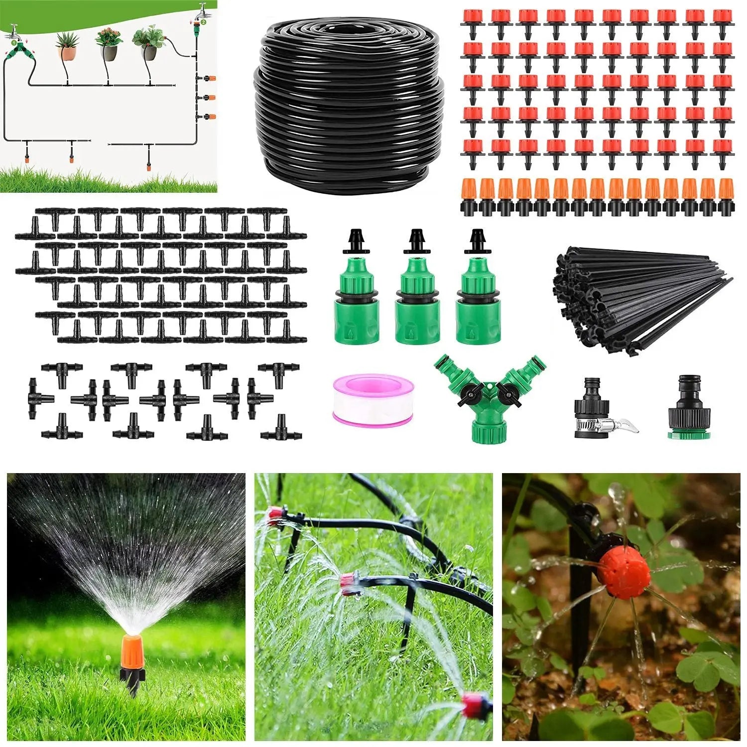 Garderion 164FT Automatic Drip Irrigation Kit for Garden & Patio Garderion