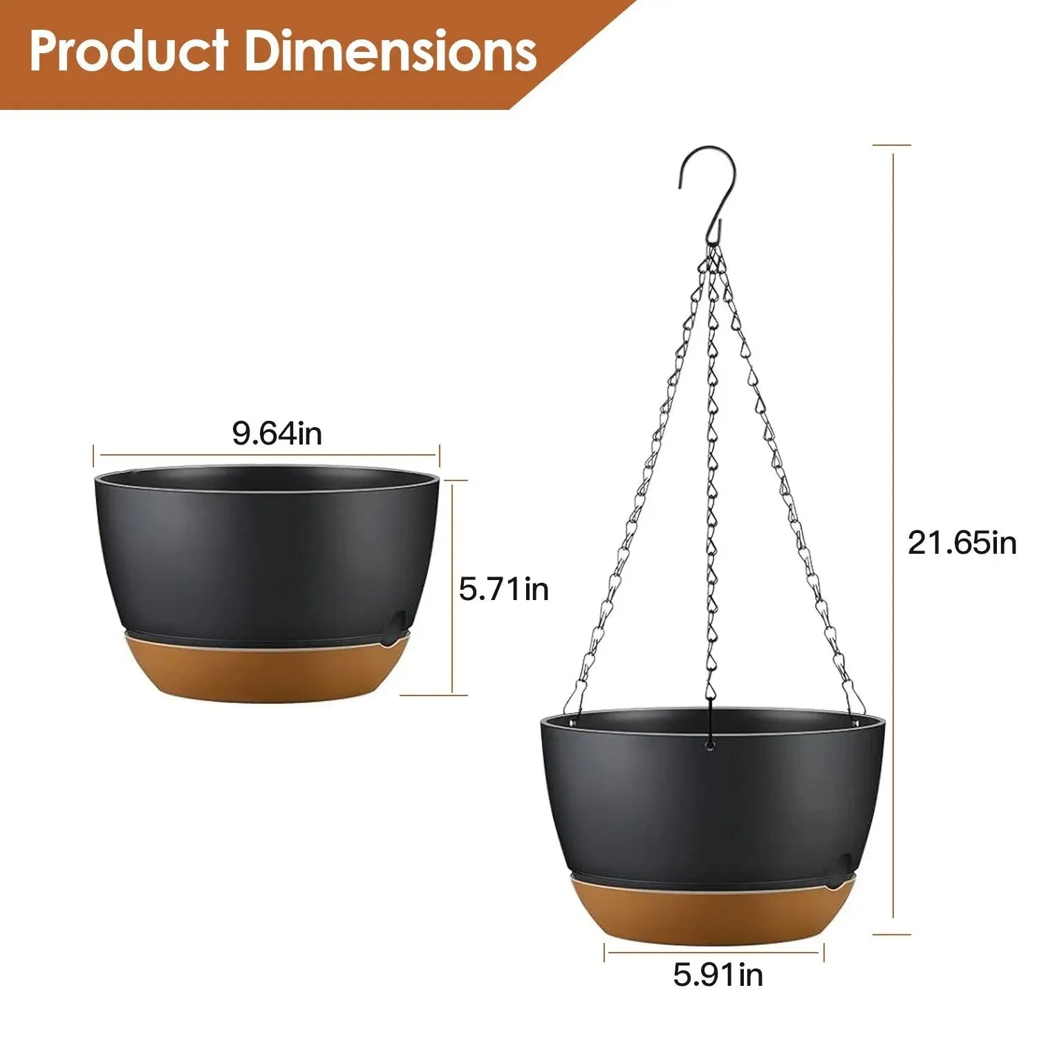 Garderion 4Pcs Self-Watering Hanging Planters with Drainage Garderion