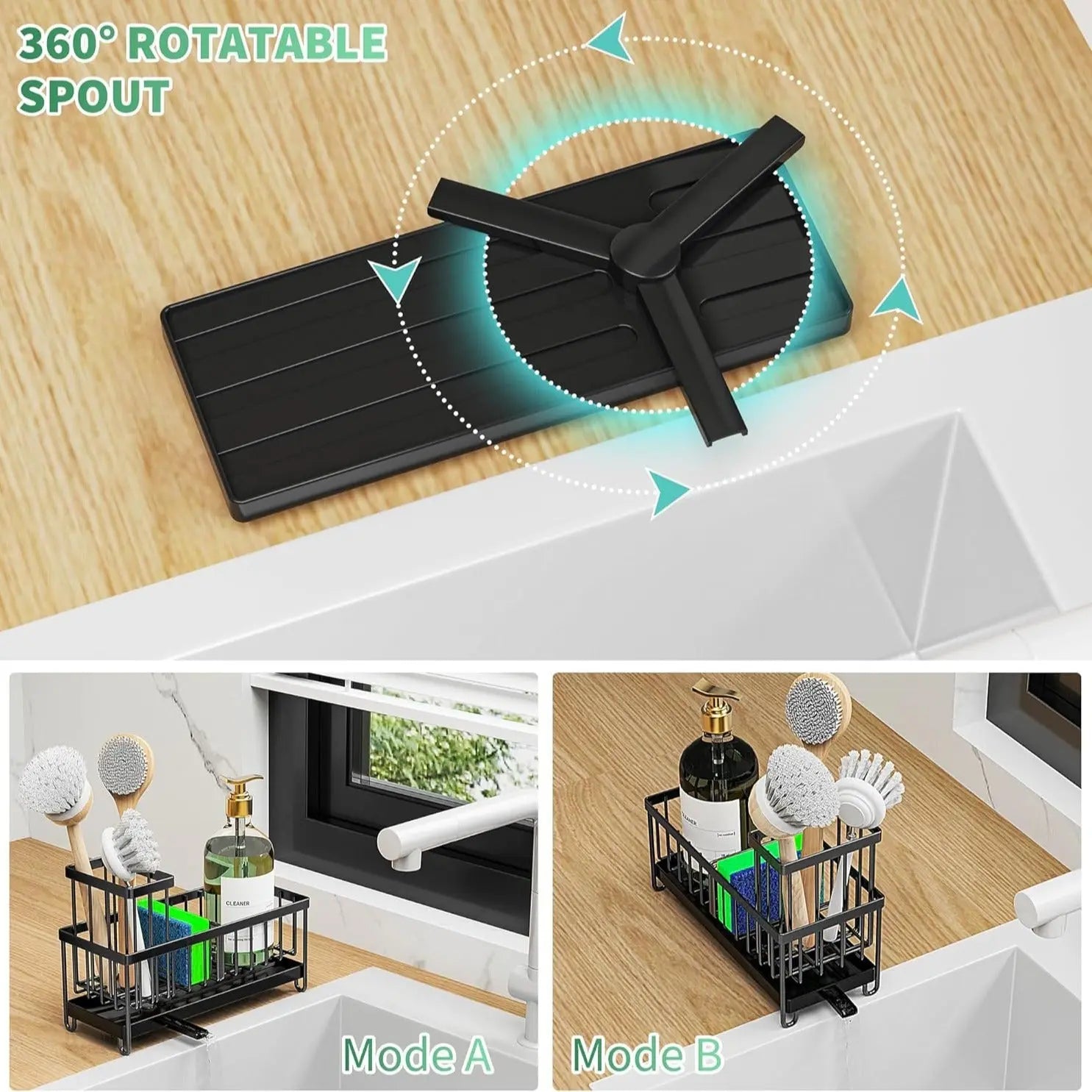 Garderion 304 Stainless Steel Sponge and Cloth Storage Rack - Black Garderion