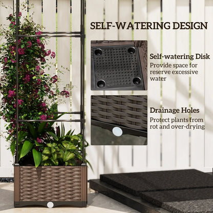 Garderion Elevated Garden Bed with Trellis & Self-Watering Drainage Garderion