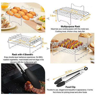 Garderion Air Fryer Accessories 8-Piece Rectangular Silicone Set Garderion