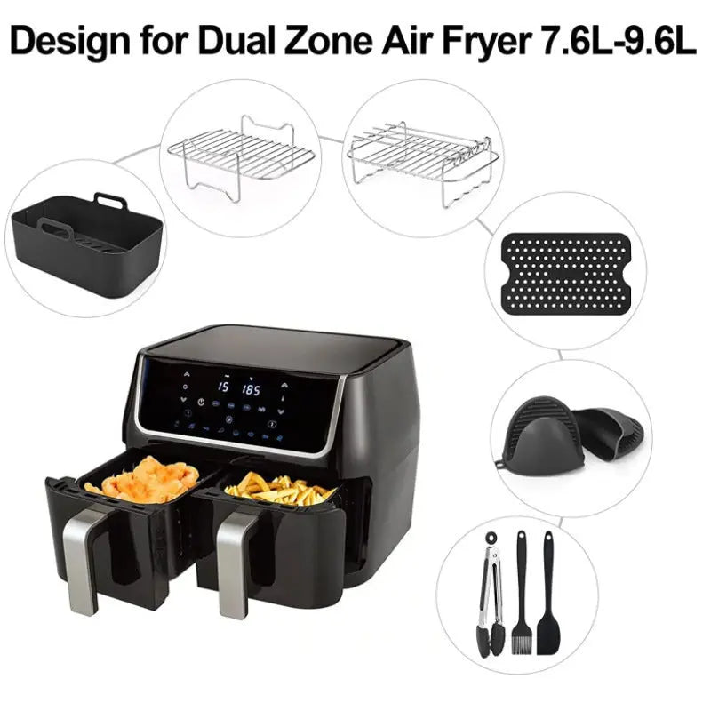 Garderion Air Fryer Accessories 8-Piece Rectangular Silicone Set Garderion