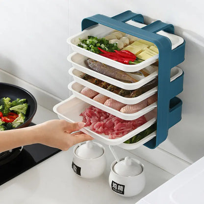 Garderion Wall-mounted Kitchen Shelf – 3/6 Layer Side Tray Organizer Garderion