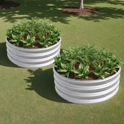 Garderion 2PCS Tall Round Metal Raised Garden Bed for Outdoor Use Garderion