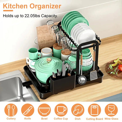 Garderion 2-Tier Dish Drying Rack with Drainboard Set Garderion