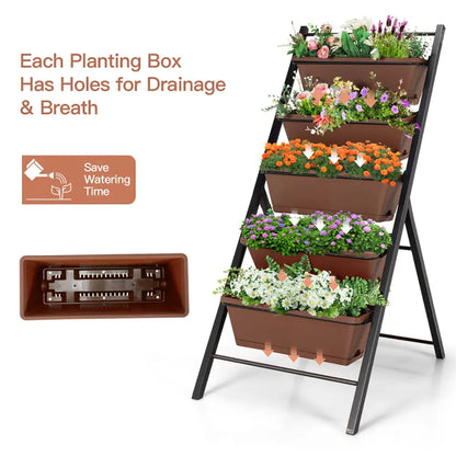 Garderion 5-Tier Vertical Garden Planter - Elevated Raised Bed with 5 Containers Garderion