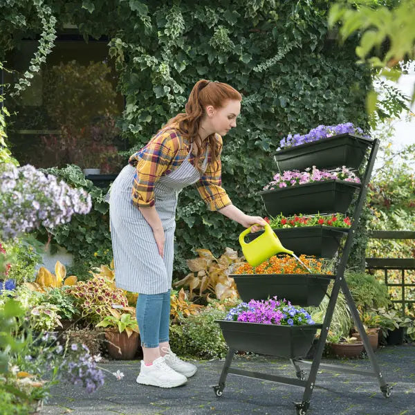 Garderion 5-Tier Vertical Garden Bed With Wheels – Black Garderion