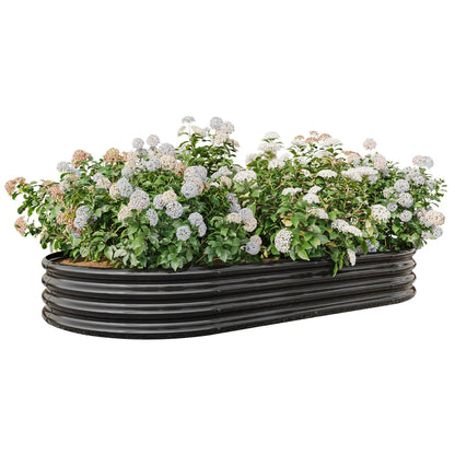 Garderion Oval Metal Elevated Garden Bed - Large Raised Planter for Vegetables & Flowers Garderion