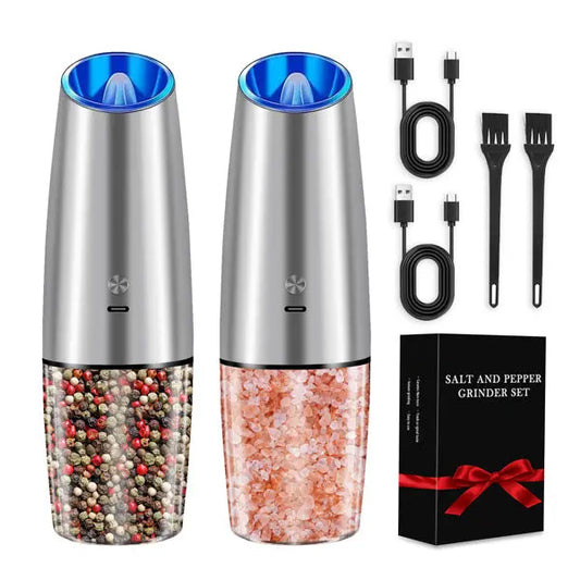 Garderion Electric Salt and Pepper Grinder Set - USB Rechargeable, Adjustable Coarseness Garderion