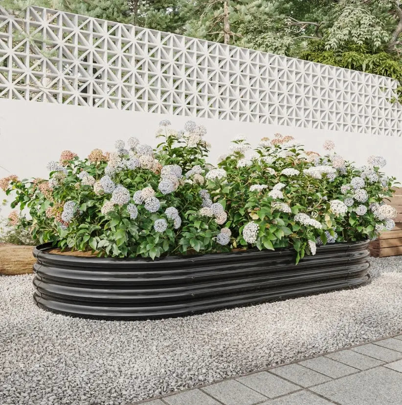 Garderion Oval Metal Elevated Garden Bed - Large Raised Planter for Vegetables & Flowers Garderion