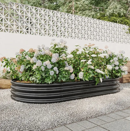 Garderion Oval Metal Elevated Garden Bed - Large Raised Planter for Vegetables & Flowers Garderion