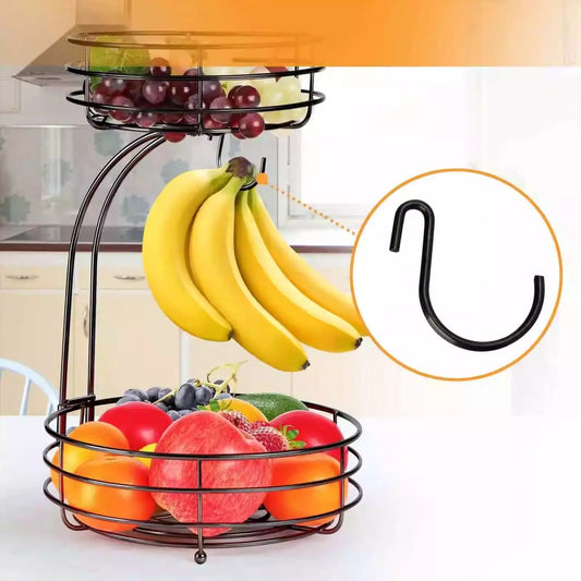 Garderion Double-Layer Fruit Basket - Wrought Iron Snack Storage Garderion