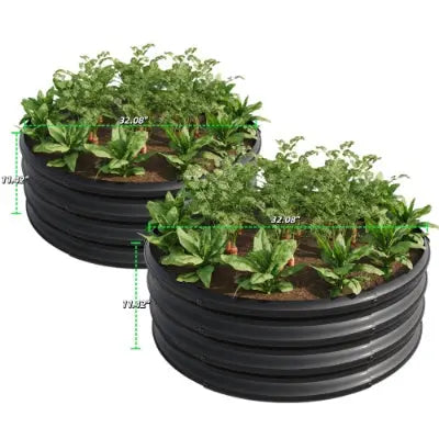 Garderion 2PCS Tall Round Metal Raised Garden Bed for Outdoor Use Garderion