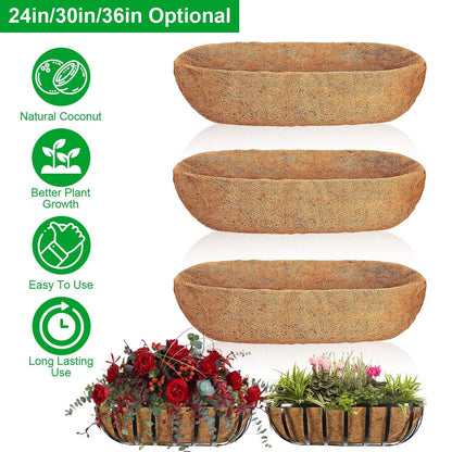 Garderion 3Pcs Coco Liners for Planters | Coconut Fiber Window Box Replacement Garderion
