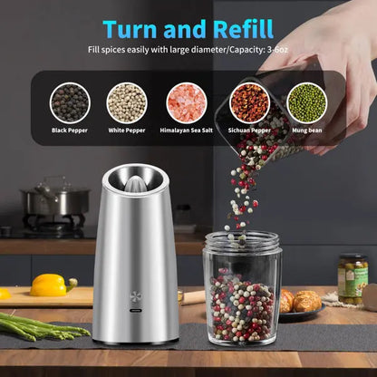 Garderion Electric Salt and Pepper Grinder Set - USB Rechargeable, Adjustable Coarseness Garderion