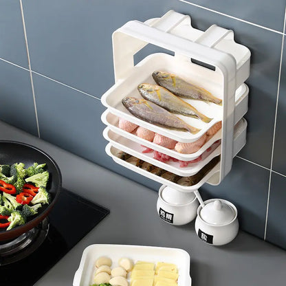 Garderion Wall-mounted Kitchen Shelf – 3/6 Layer Side Tray Organizer Garderion