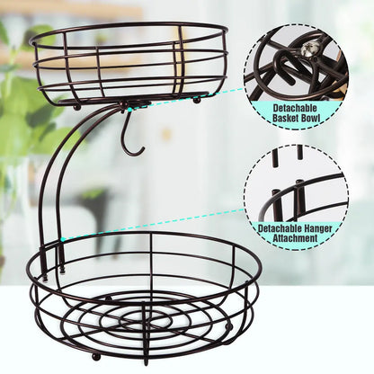 Garderion Double-Layer Fruit Basket - Wrought Iron Snack Storage Garderion