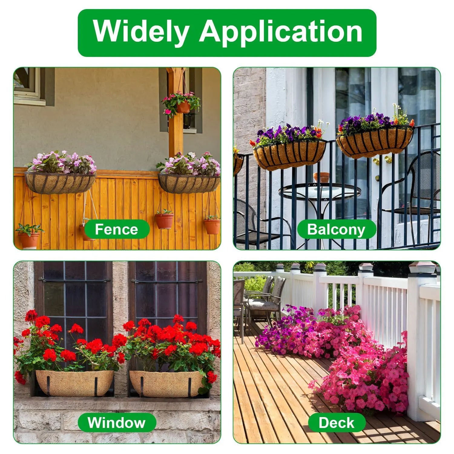 Garderion 3Pcs Coco Liners for Planters | Coconut Fiber Window Box Replacement Garderion