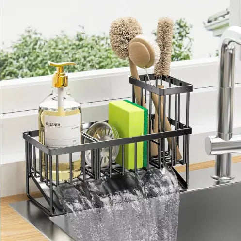 Garderion 304 Stainless Steel Sponge and Cloth Storage Rack - Black Garderion