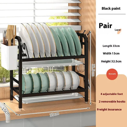 Garderion Kitchen Storage Rack – Double-Layer Dish Organizer Garderion