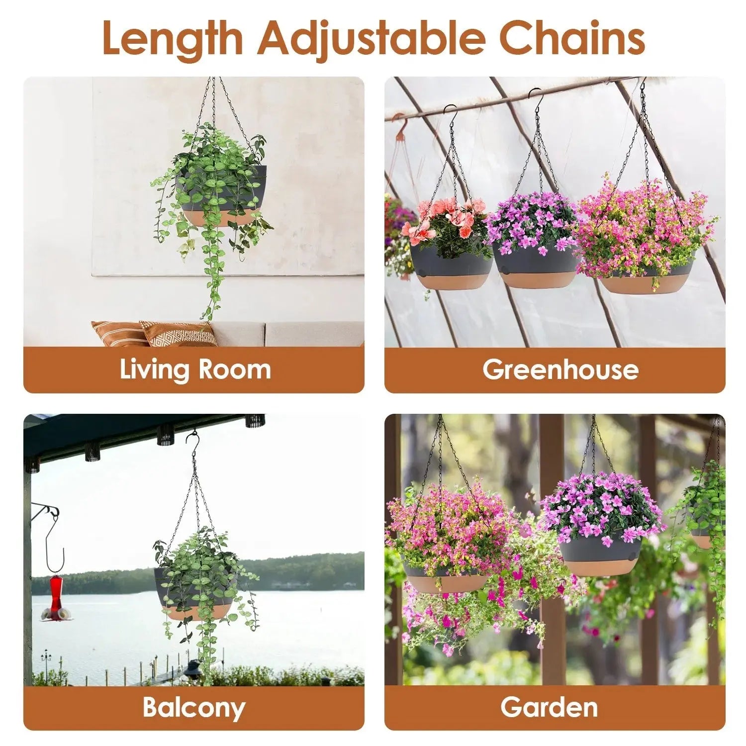 Garderion 4Pcs Self-Watering Hanging Planters with Drainage Garderion