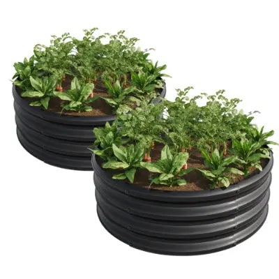 Garderion 2PCS Tall Round Metal Raised Garden Bed for Outdoor Use Garderion