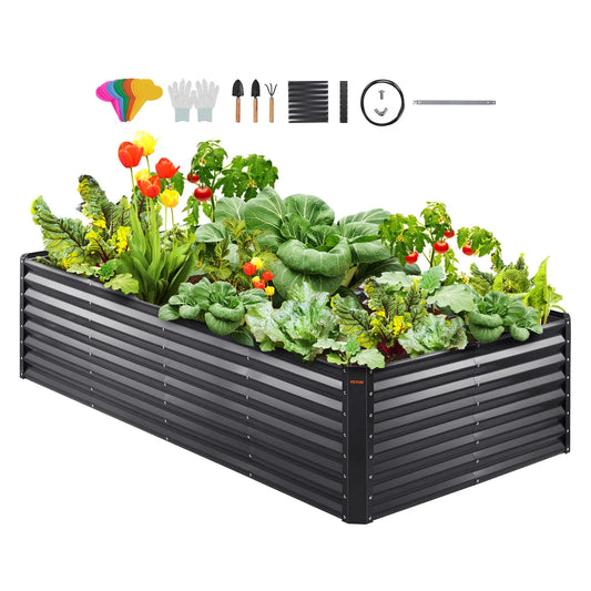 Garderion VEVOR Galvanized Raised Garden Bed 94.5x47.2x23.6" for Flowers & Vegetables Garderion