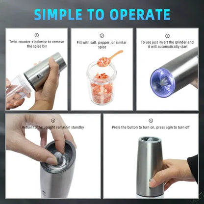Garderion Electric Salt and Pepper Grinder Set - USB Rechargeable, Adjustable Coarseness Garderion