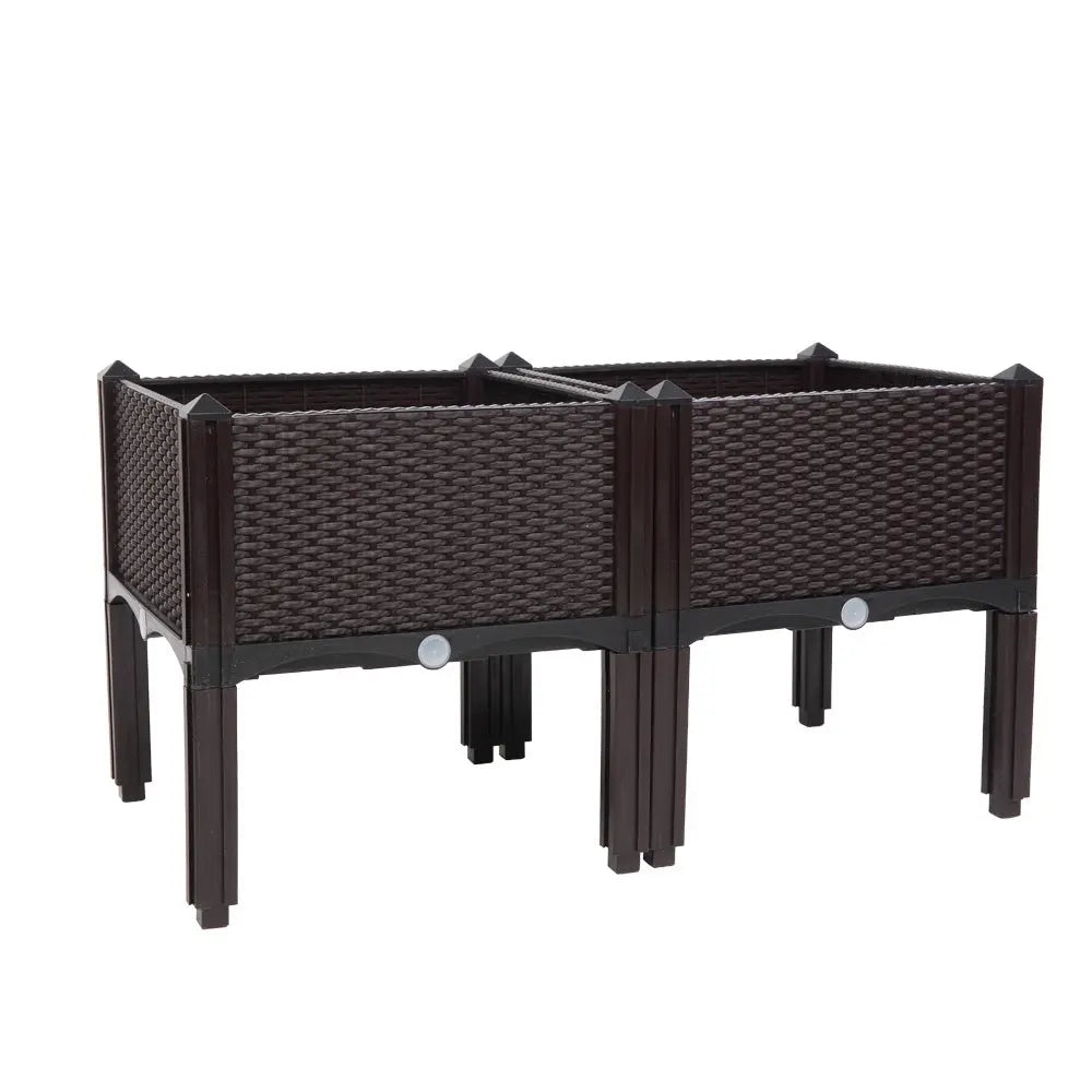 Garderion 2PCS Brown Free Splicing Rattan Planter Boxes Garderion