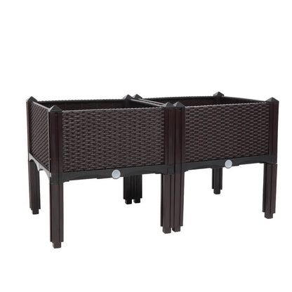 Garderion 2PCS Brown Free Splicing Rattan Planter Boxes Garderion