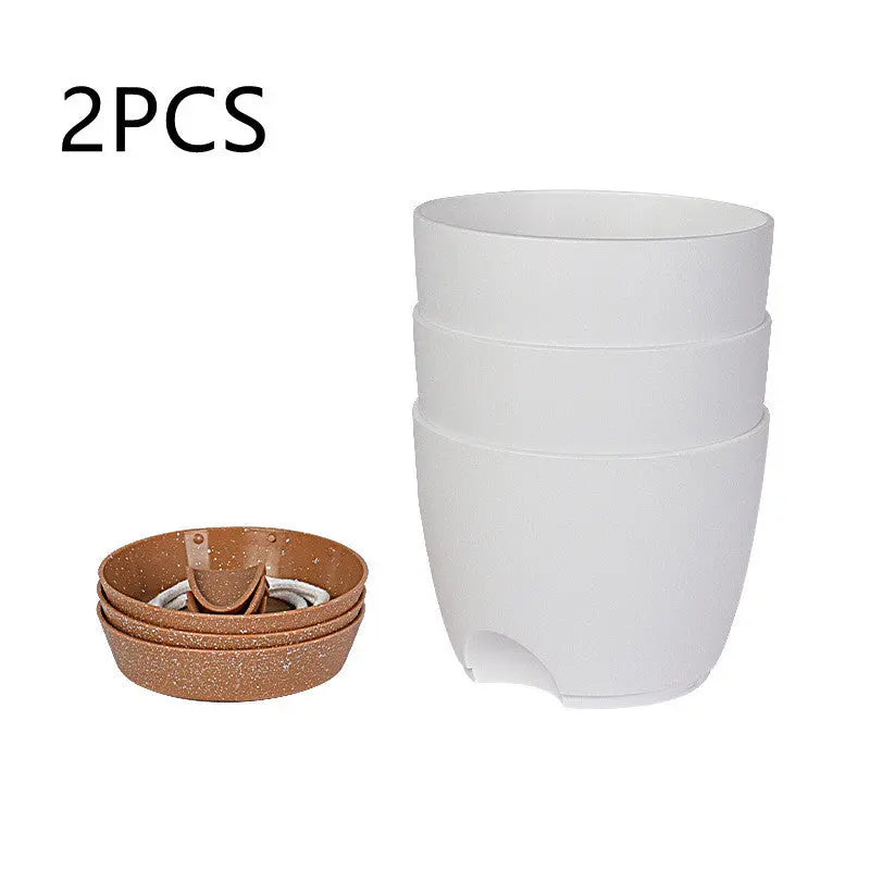 Garderion Round Plastic Planter – Self-Watering Indoor Pot Garderion