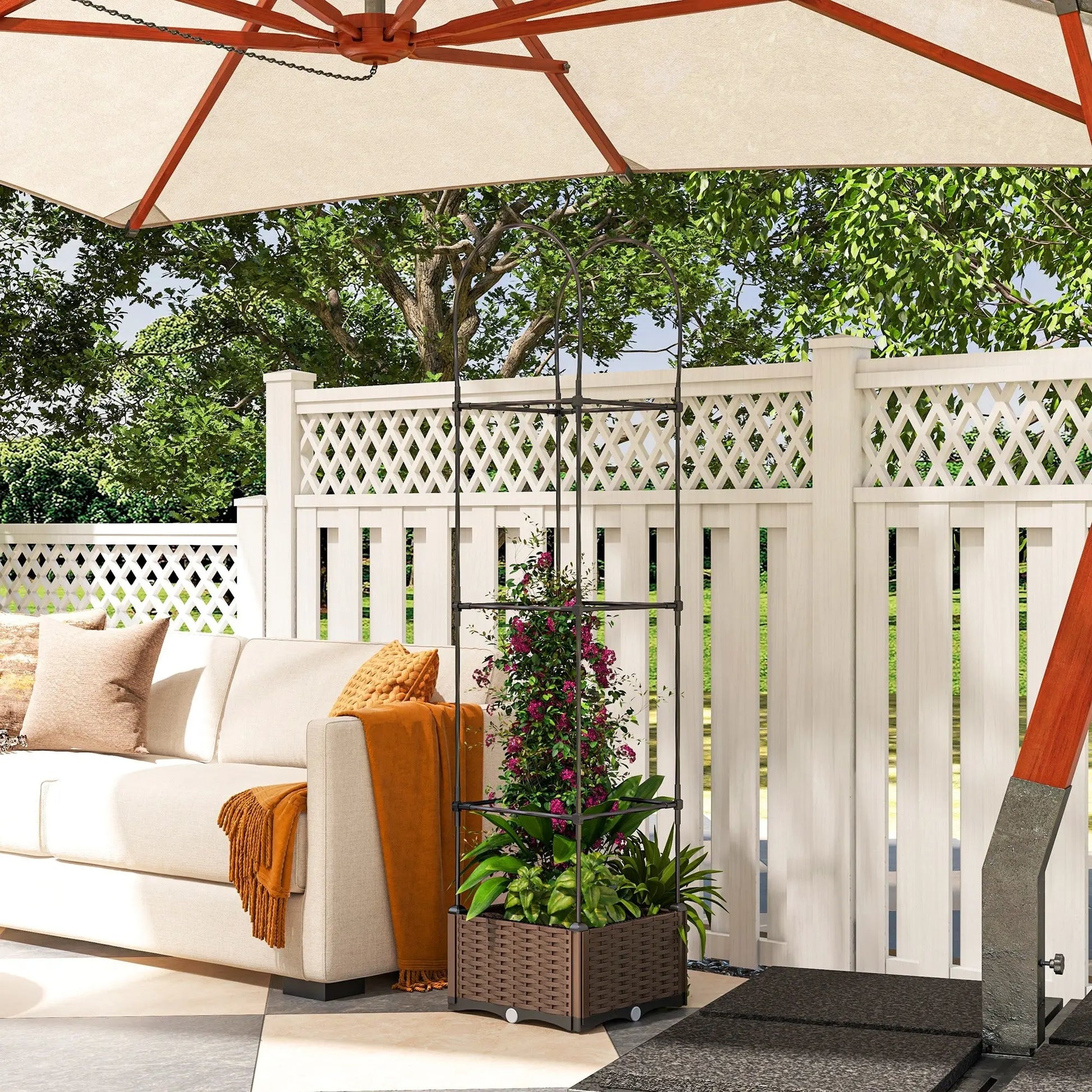 Garderion Elevated Garden Bed with Trellis & Self-Watering Drainage Garderion