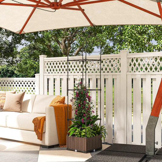 Garderion Elevated Garden Bed with Trellis & Self-Watering Drainage Garderion
