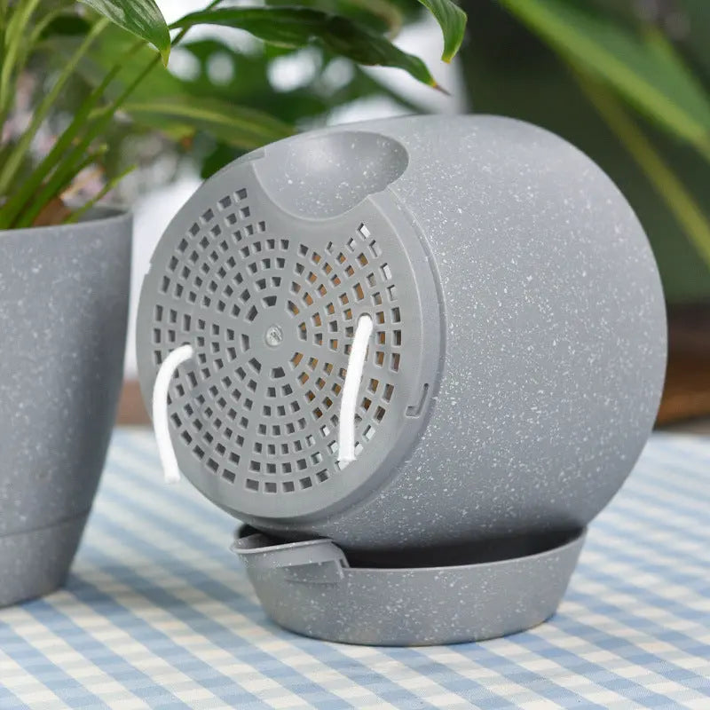 Garderion Round Plastic Planter – Self-Watering Indoor Pot Garderion