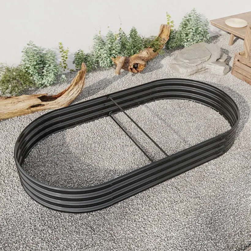 Garderion Oval Metal Elevated Garden Bed - Large Raised Planter for Vegetables & Flowers Garderion