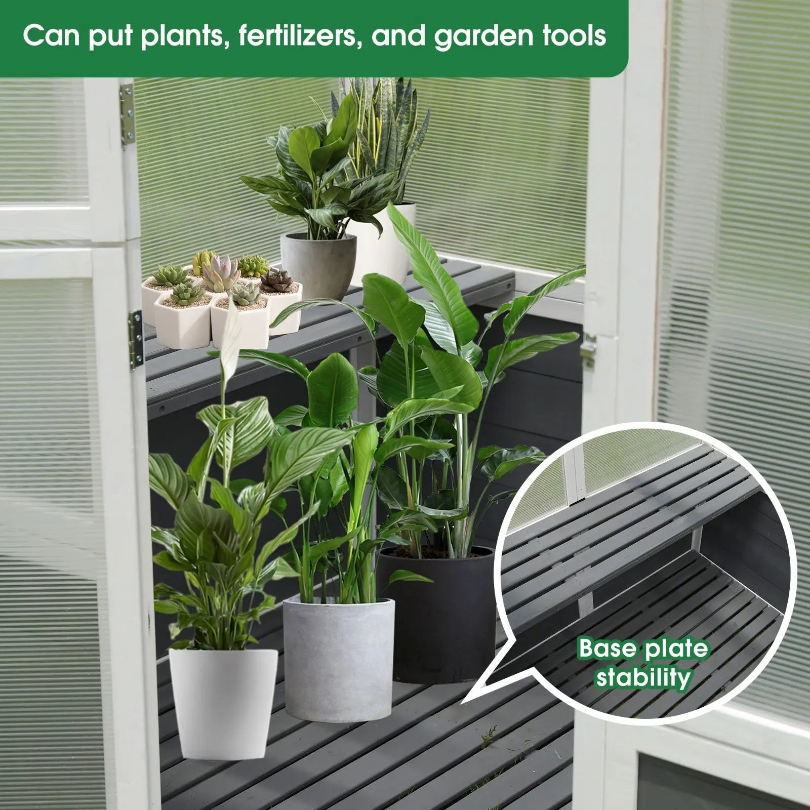 Garderion 76"x48"x86" Walk-In Polycarbonate Greenhouse Garderion