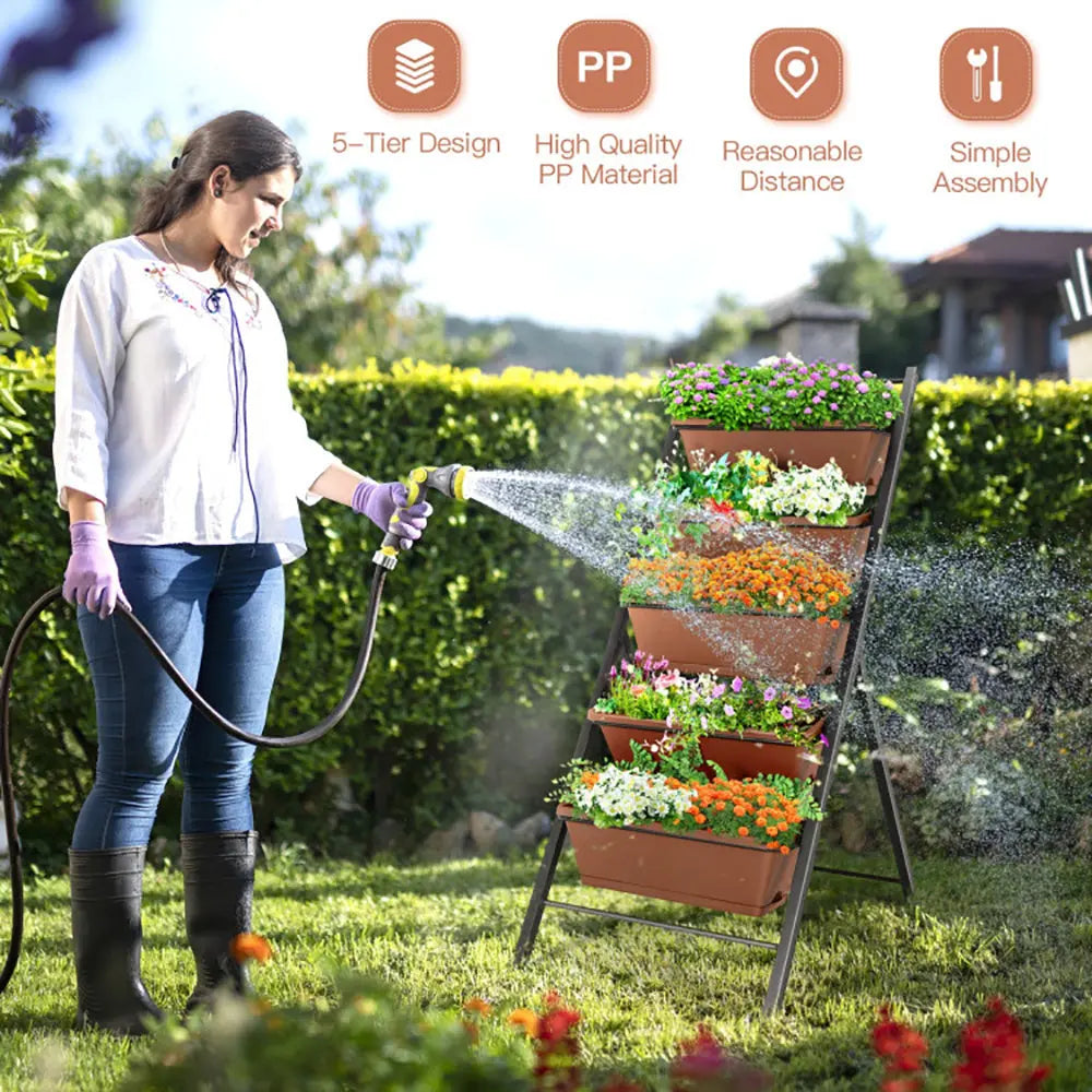 Garderion 5-Tier Vertical Garden Planter - Elevated Raised Bed with 5 Containers Garderion