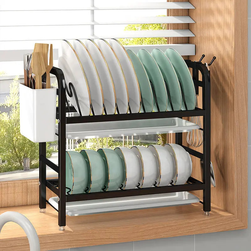 Garderion Kitchen Storage Rack – Double-Layer Dish Organizer Garderion