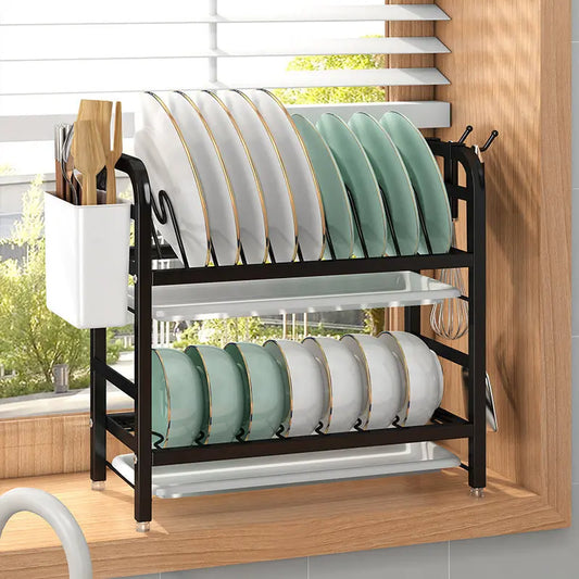 Garderion Kitchen Storage Rack – Double-Layer Dish Organizer Garderion