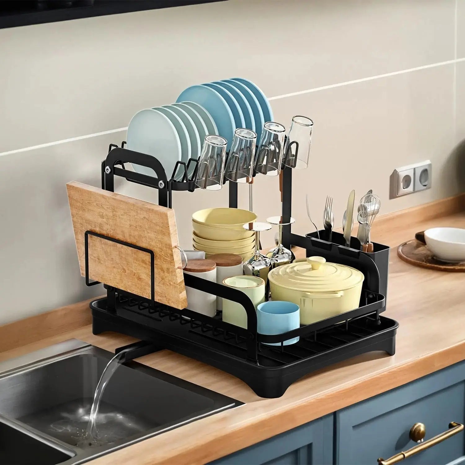 Garderion 2-Tier Dish Drying Rack with Drainboard Set Garderion