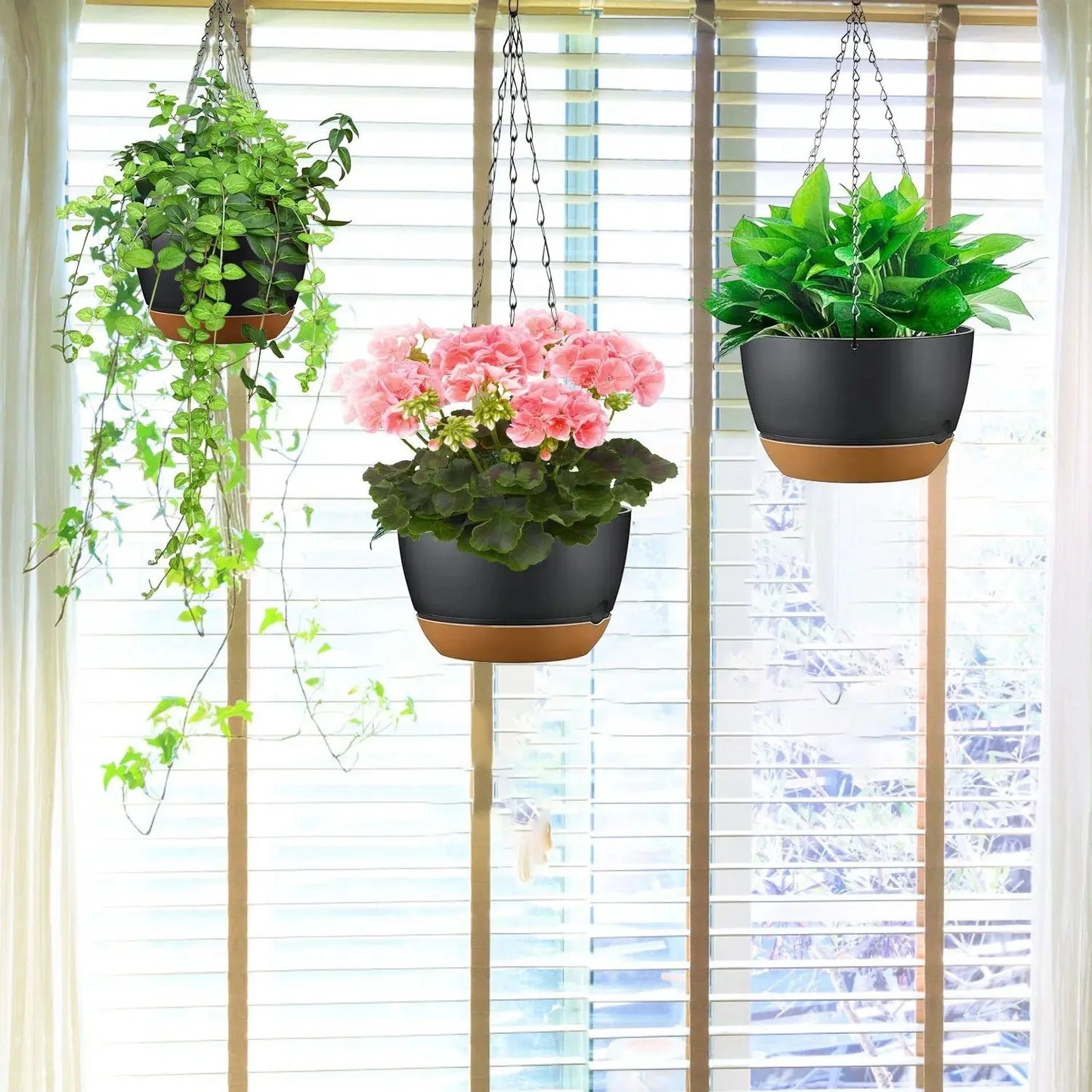 Garderion 4Pcs Self-Watering Hanging Planters with Drainage Garderion